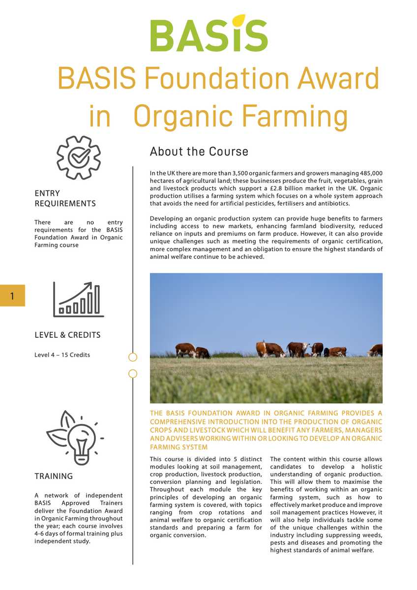 BASIS Foundation Award in Organic Farming OF&G